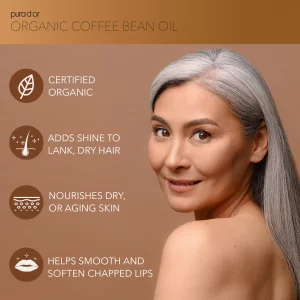 PURA D'OR 3.38 Oz ORGANIC Coffee Bean Oil - 100% Pure USDA Certified Premium Grade Natural Moisturizer, Cold Pressed, Unrefined, Hexane-Free Base Car