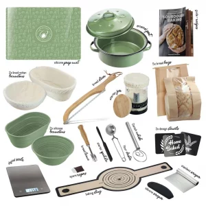CraftZee All-Inclusive ??????? Sourdough Starter Kit with Pot, 34 Oz Starter Jar, 4 Banneton Bread Proofing Baskets, Scraper, Scale, Sourdough Bread 