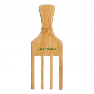 GranNaturals Wide-Toothed 4-Prong Comb for Fluffing, Styling, and Detangling Curly and Wavy Hairstyles - Wooden Hair Pick for African American Hair