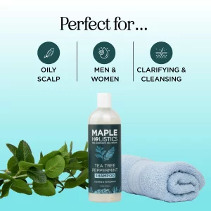 Rosemary Tea Tree Mint Shampoo - Clarifying Shampoo for Build Up and Flakes with Deep Cleansing Peppermint Oil and Tea Tree Essential Oil for Dry Sca