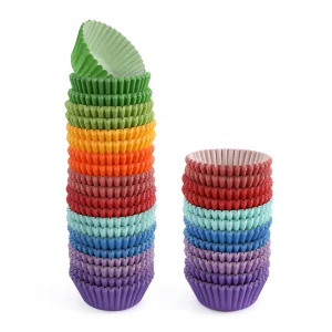 GUSTO [500 Pcs] Mini Cupcake Liners for Baking, Colorful Muffin Liners, Food Grade & Grease-Proof, Baking Cups - Bright Assorted Colors for Candy Cup