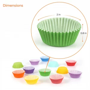 GUSTO [500 Pcs] Mini Cupcake Liners for Baking, Colorful Muffin Liners, Food Grade & Grease-Proof, Baking Cups - Bright Assorted Colors for Candy Cup