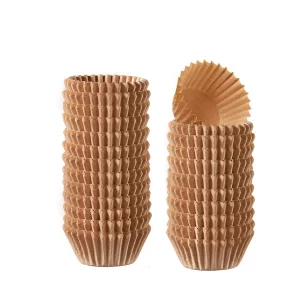 GUSTO [500 Pcs] Kraft Mini Cupcake Liners for Baking - Food Grade & Grease-Proof, Durable Baking Cups for Muffins, Cupcakes, and More - Formerly Comf