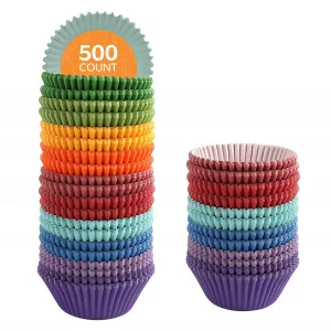 GUSTO [500 Count] Standard Colorful Cupcake Liners, Muffin Liners for Baking, Food Grade & Grease-Proof, Durable Baking Cups for Muffins, Cupcakes, a