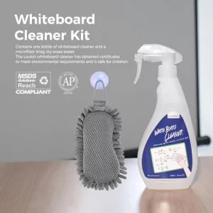 loukin Non-Toxic Whiteboard Cleaner, 17 fl oz Dry Erase Board Cleaner, Low-Odor Whiteboard Cleaning Spray with Microfiber Shag Eraser, Removes Stubbo