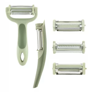 Chefs Path Tri-Blade Peeler Set - Stainless Steel Blade Y Peeler & Side Peelers for Kitchen Set of 2 with Standard Peeler, Serrated Peeler, Julienne