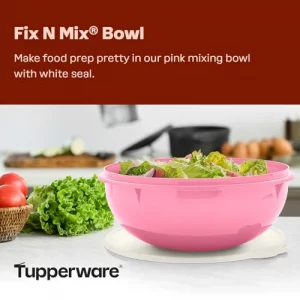 Tupperware Fix-N-Mix 1.7 Gallon Mixing Bowl with Lid, Pink Vintage Color, Dishwasher Safe and BPA Free (6.5 L)