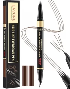 LAVONE Eyebrow Pen, 2-in-1 Eyebrow Pencils for Women with 4 Tip Microblading Eyebrow Pencil and Curved Precise Brow Pencil, Waterproof Eyebrow Pencil