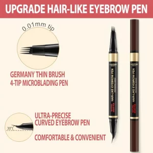 LAVONE Eyebrow Pen, 2-in-1 Eyebrow Pencils for Women with 4 Tip Microblading Eyebrow Pencil and Curved Precise Brow Pencil, Waterproof Eyebrow Pencil