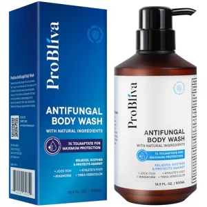 Antifungal Body Wash Treatment Soap - Antibacterial Wash for Jock Itch, Ringworm, Back Acne, Tinea & Foot Odor - Medicated Skin Relief Cleanser Gel w