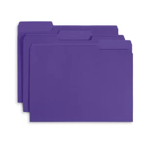 Blue Summit Supplies Purple File Folders, Letter Size, 1/3 Cut Tab, Purple Color, Great Folder for Organizing and Easy File Storage, 10 Pack