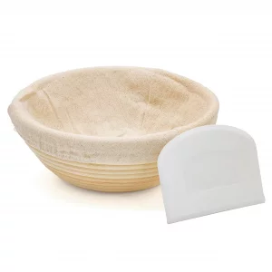 Blue Ridge Basket Company Bread Proofing Baking Basket with Scraper for Breadmaking