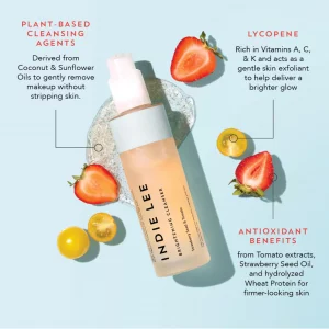 Indie Lee Brightening Facial Cleanser - Daily Hydrating Cleanser, Makeup Remover & Exfoliating Face Mask to Brighten, Firm & Protect Dry Skin - Clean