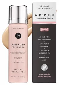 Jerome Alexander MagicMinerals AirBrush Foundation, Spray Makeup with Skincare Active Ingredients, Ultra-Light, Buildable, Full Coverage Formula (Lig