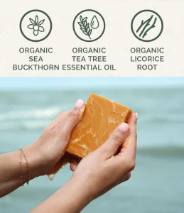 Chagrin Valley Natural Soap Bar - Sea Buckthorn, Organic Tea Tree Oil & Green Tea - Good for Sensitive and Irritated Skin - Large 5.6 oz Face & Bath 