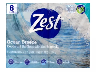Zest Ocean Breeze Bar Soap - 8 Bars - Enriched With Sea Minerals - Rich Lathering Bars Leave Your Body Feeling Smooth And Moisturized with an Invigor
