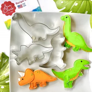 Ann Clark Dinosaur Cookie Cutters 3-Pc. Set Made in USA, T-Rex, Brontosaurus, Triceratops