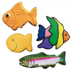 Ann Clark Fish Cookie Cutters 4-Pc. Set (Angel Fish, Cute, Gold, & Trout) Made in USA