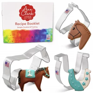 Ann Clark Horse Cookie Cutters 3-Pc. Set (Horse, Horse Head, Horseshoe) Made in the USA
