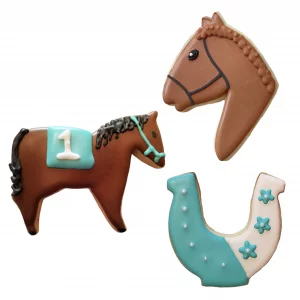 Ann Clark Horse Cookie Cutters 3-Pc. Set (Horse, Horse Head, Horseshoe) Made in the USA