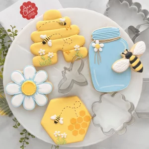 Ann Clark Bee Cookie Cutters 5-Pc. Set (Bee, Beehive, Small Flower, Honeycomb, Honey Jar) Made in the USA