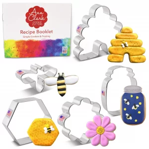 Ann Clark Bee Cookie Cutters 5-Pc. Set (Bee, Beehive, Small Flower, Honeycomb, Honey Jar) Made in the USA
