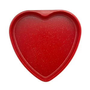 casaWare Ceramic Coated NonStick 11-Inch (10-Cup) Heart Pan Red Granite