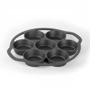 Commercial CHEF Biscuit Pan, Pre-Seasoned Cast Iron, Seven 3.5 Diameter Sections For Muffins & Scones, Works on All Cooktops Including Induction, Ou