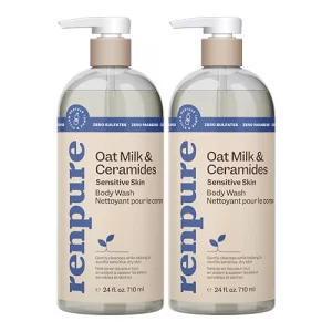 Renpure Oat Milk & Ceramides Body Wash - For Gentle Cleansing & Hydration - For Sensitive Skin - Oat Milk & Ceramides - 24 Fl Oz each, 2 Pack