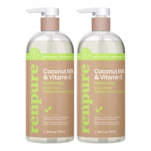 Renpure Coconut Milk & Vitamin E Moisturizing Body Wash - Gently Cleanses & Restores Moisture Balance - For Soft, Hydrated & Healthy-Looking Skin - W