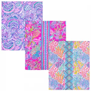 Lilly Pulitzer 3-Pack Pocket Folder Set, Colorful Letter Size Document Organizers, Folders Come Hole Punched to Fit Binders, Shell Me Something Good 
