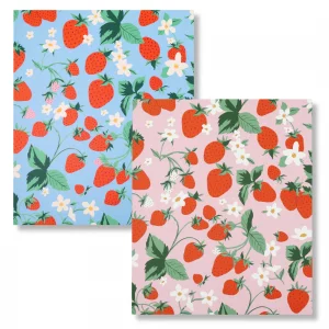 ban.do 2 Pack Letter Size Document Folders, Colored with Pockets, Strawberry Fields Design