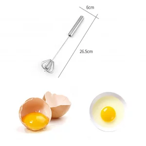 Stainless Egg Whisks, Hand Push Egg Rotary Whisk, Egg Beater Mixer, Semi-Automatic Rotating Whisk Hand Mixer Blender