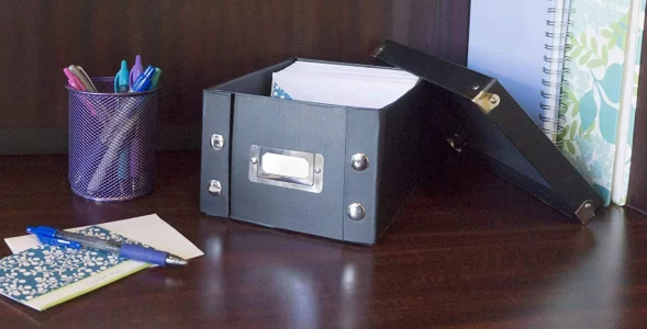 Snap-N-Store Index Card Holder Storage Box - Collapsible Organizer Box fits 1100 Flash Cards - Business, Recipe, or Note Card - 4 x 6, 1 Pack, Black