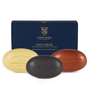 Caswell-Massey Mens Bar Soap Gift Set - 2571, Woodgrain & Sandalwood - Moisturizing Triple-Milled Body Wash Bars for All Skin Types, Plant-Based & E