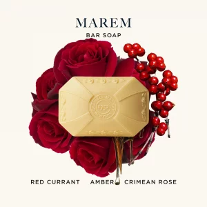 Caswell-Massey Marem Natural Bar Soap for Women, Moisturizing Body Soap Bar for All Skin Types, Made with Essential Oils & Plant-Based Formula for So