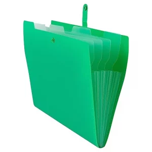 JAM PAPER Slim Expanding File Folder - 5 Pocket Plastic File Folder - Snap Closure - 9 x 11 1/2 - Green - Sold Individually