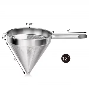 New Star Foodservice 34110 18/8 Stainless Steel China Cap Strainer, 10-Inch, Coarse Mesh