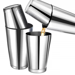 (2 Pack) Boston Cocktail Shaker, Drink Mixing Set (18oz & 28oz) Weighted Stainless Steel Shaker Tins, Cocktail & Martini Mixed Drink Shakers, Essenti