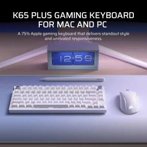 Corsair K65 Plus Wireless 75% RGB Hot-Swappable Mechanical Gaming Keyboard for Mac and iPad - Pre-Lubricated MLX Red v2 Linear Switches, Sound Dampen