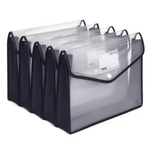 Plastic File Folders, Waterproof Transparent Expandable File Organiser, Portable Large Capacity A4B4 File Wallet for Office/Business/School (5 Pack)