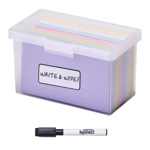 Bostitch Konnect Storage Containers with Lids, Office Organizer, Clear Plastic Box, Stackable for Index Cards, Labels, 1 Qt