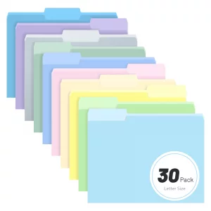 Comix Colored File Folders,30 Pack Manila Folders, Letter Size 8.5