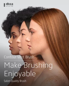 Ibiza Hair Contour Vent Detangling Brush with Boar/Nylon Ball Tip Bristles | Geometrical Design Contours to the Shape of the Head for Damage Free Det