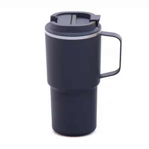 asobu Black 22oz Nitro Tumbler, Ceramic-Lined Insulated Travel Mug with Puramic Finish - Easy-carry handle, Durable, Spill-Proof Design, Double-Wall 