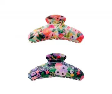 RIFLE PAPER CO. Large Claw Clip Set |Styling Hair Accessory for Women, Cute Fashion Set for Girls | Flat Clamp for Locks (Bright Floral Pattern), Gar