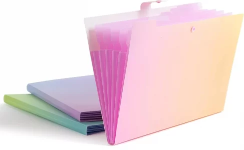 U Brands Fashion Expanding File Folder, Poly 5-Pocket Folder, Pastel Ombre, 3 Pack (3451U01-12)