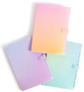U Brands Fashion Expanding File Folder, Poly 5-Pocket Folder, Pastel Ombre, 3 Pack (3451U01-12)