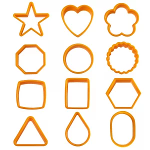 XIPEGPA 12PCS Color Plastic Cookie Cutters Heart Star Triangle for Vegetable Fruit Cutters