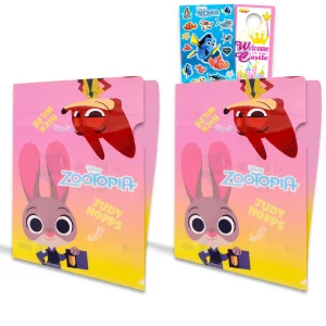 Zootopia Folders for School - Bundle with 2 Plastic Folders Featuring Judy Hopps and Nick Wilde Plus Stickers, More | Disney Zootopia School Supplies
